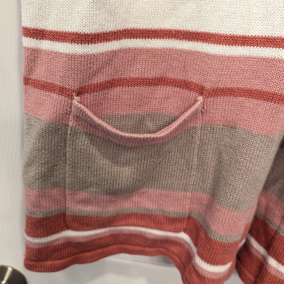 National Hooded Knit Long Cardigan Sweater Stripe 2 Pocket Toggle Close Plus 2X - Picture 8 of 8